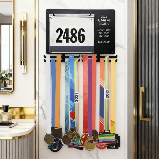 Marathons Medaillen-Ausstellungsregal Startnummernhalter Schwerlast Multifunktional Wandmontage Läufer Laufen Startnummer Rennmedaillen Aufhänger Ständer