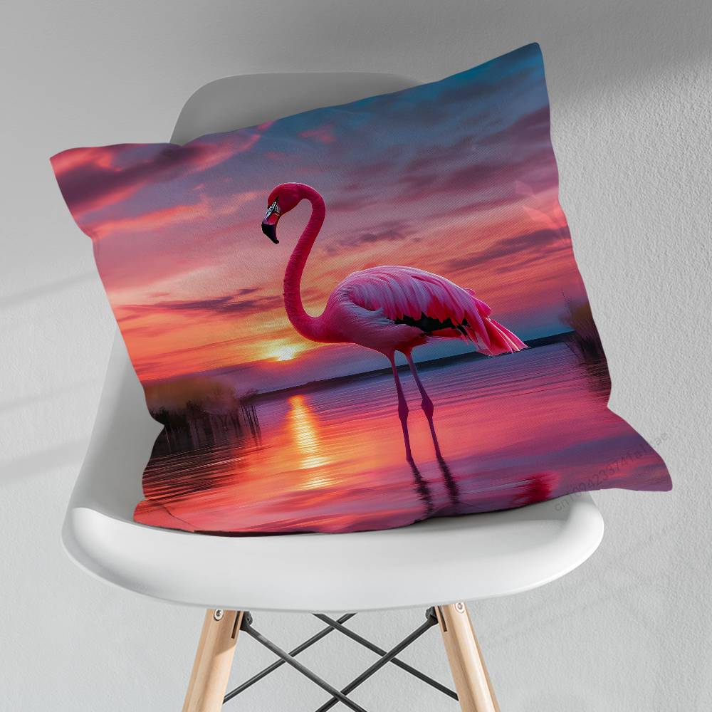 Cute Animal Flamingo Various Sizes Square Pillow Case For Car Home Bedchamber Decor Birthday Gift
