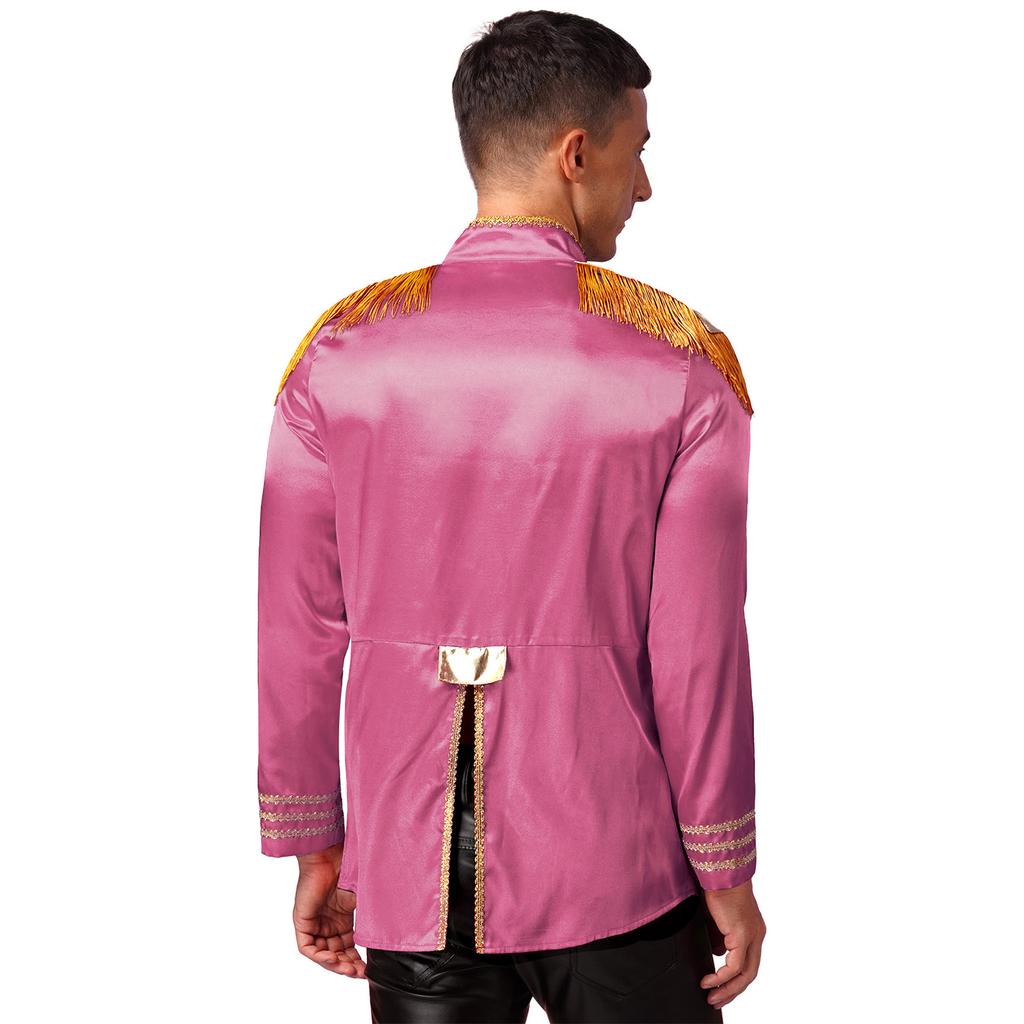 Herren Halloween Hippie Mittelalterliche Lange Oberbekleidung Quasten Schulterstücke Front Reißverschluss Jacken Cosplay Kostüme