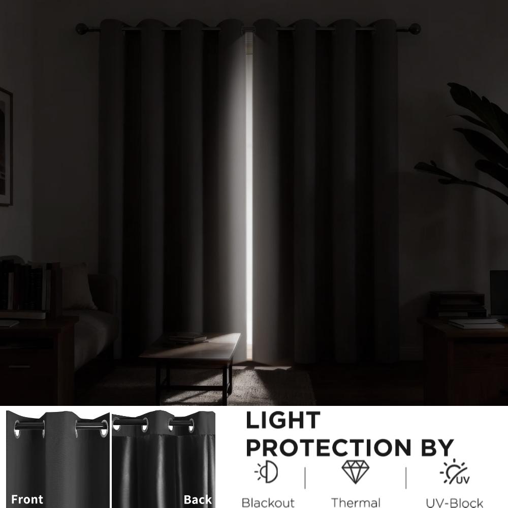 2Panels Modern 100% Blackout Curtain with Coated Lining Curains for Bedroom Living Room Dining Room Bathroom Window Home Decor