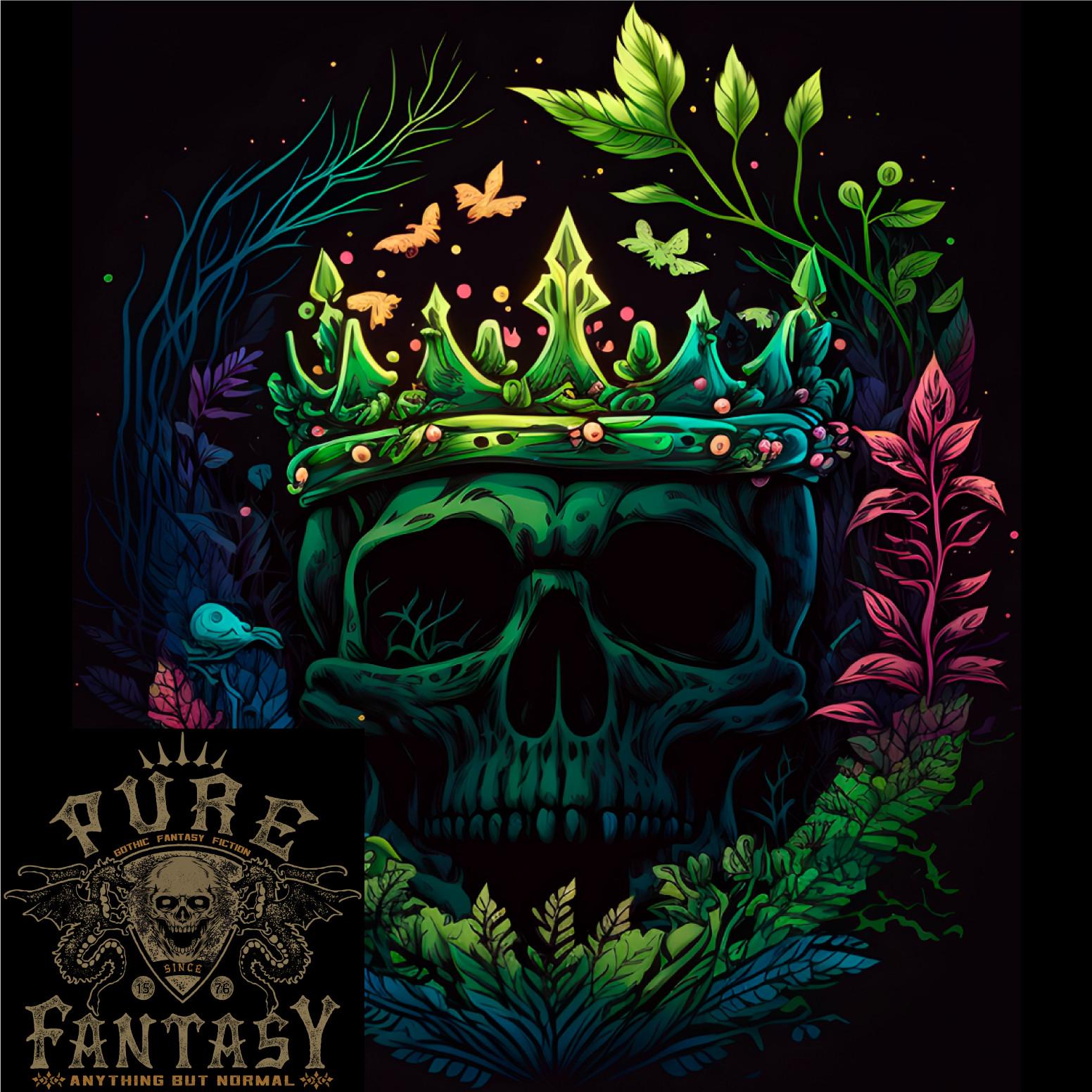 Fantasy Skull King in a Wreath Mens Light Cotton T-Shirt Mens Womens Tees Top S