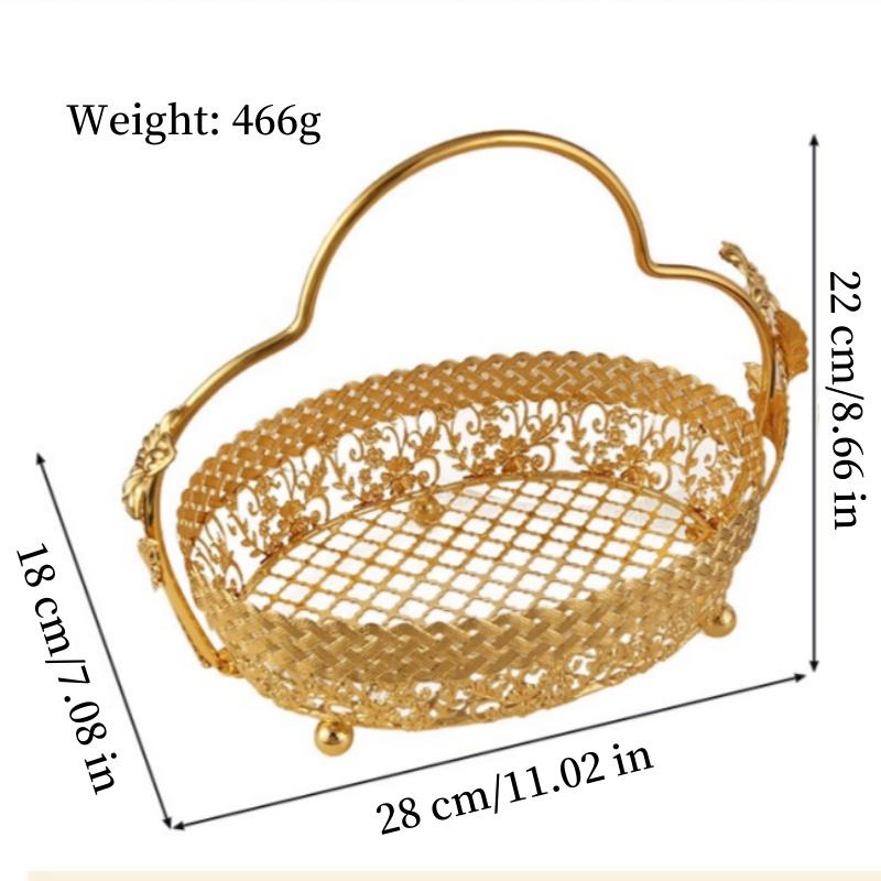 

Large Metal Iron Art Fruit Basket High-Grade Light Luxury European Home Living Room Tea Table Tray For Office Room Decor 11.02 in