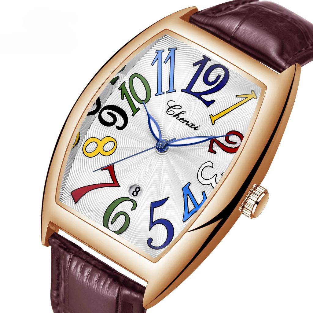 Men Calendar Watch Luminous Business Leather Strap Quartz Wristwatch