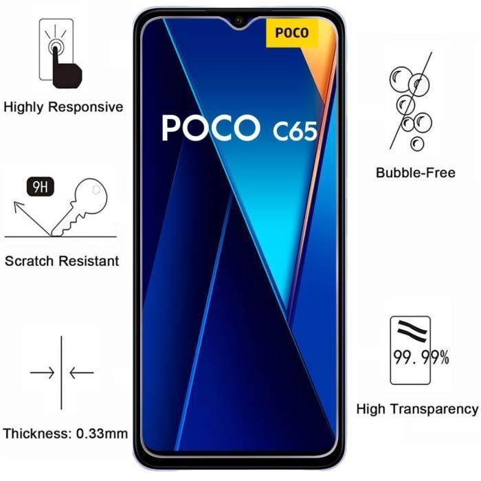 Schutzfolie - Phonillico - Xiaomi Poco C65 - 4er-Pack - Gehärtetes Glas - Kratzfest