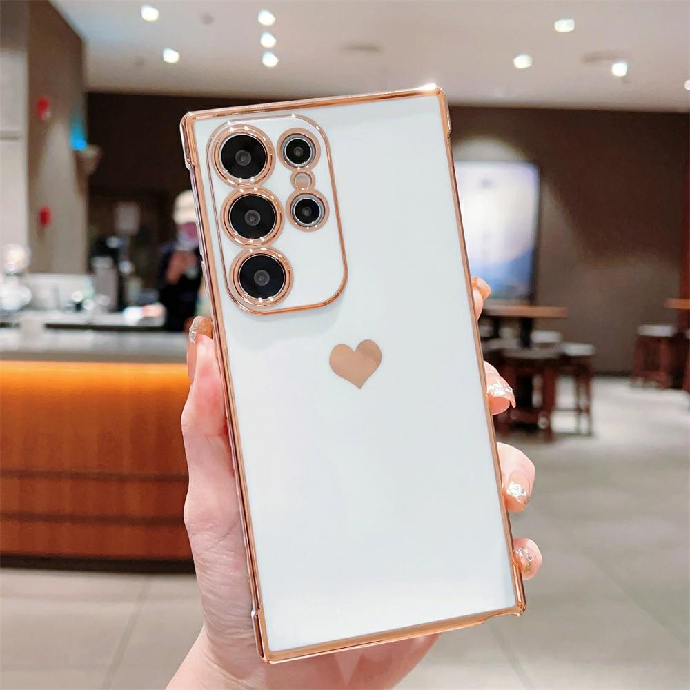 Pro Samsung Galaxy S26 Ultra Pouzdro Zadní kryt telefonu z TPU Pokovený vzor srdce