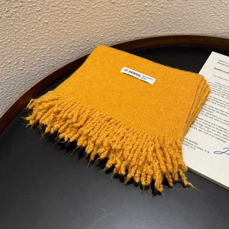 Korean high-end couple scarf women's winter 11 new Korean version tassel solid color small fragrant wind warm student scarf