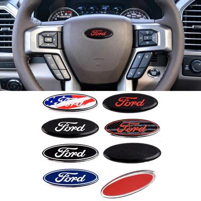 Sticker For MK4 Taurus Escape Ecosport Edge Focus Ranger Mondeo Fiesta Kuga Fusion 58x22mm Alloy Car Steering Wheel Emblem