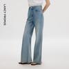 LANGZI Frayed High-Waist Flare Jeans for Women