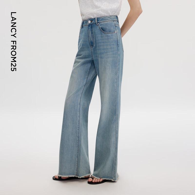 LANGZI Frayed High-Waist Flare Jeans for Women