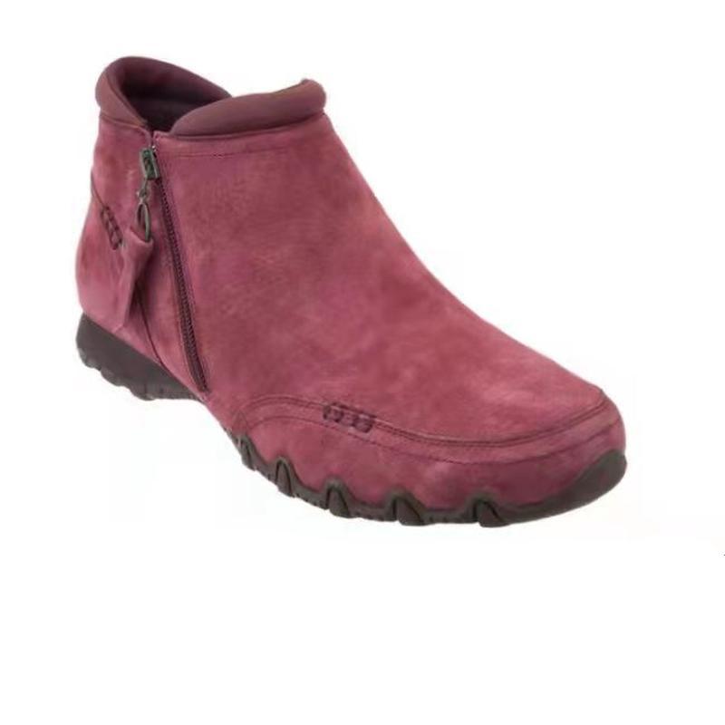 Осенне-зимние новые теплые женские ботинки martin на плоской подошве с боковой молнией 43 красный