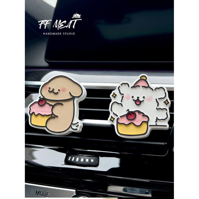2025 New Style Cake Line Drawing Puppy Car Air Freshener Car Air Conditioning Vent Diffuser Stone Couple Gift