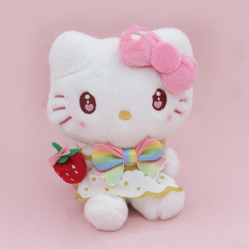 Sanrio Strawberry News Kuromi Plush Toy Bag Charm With Soft Short Pile For Kids