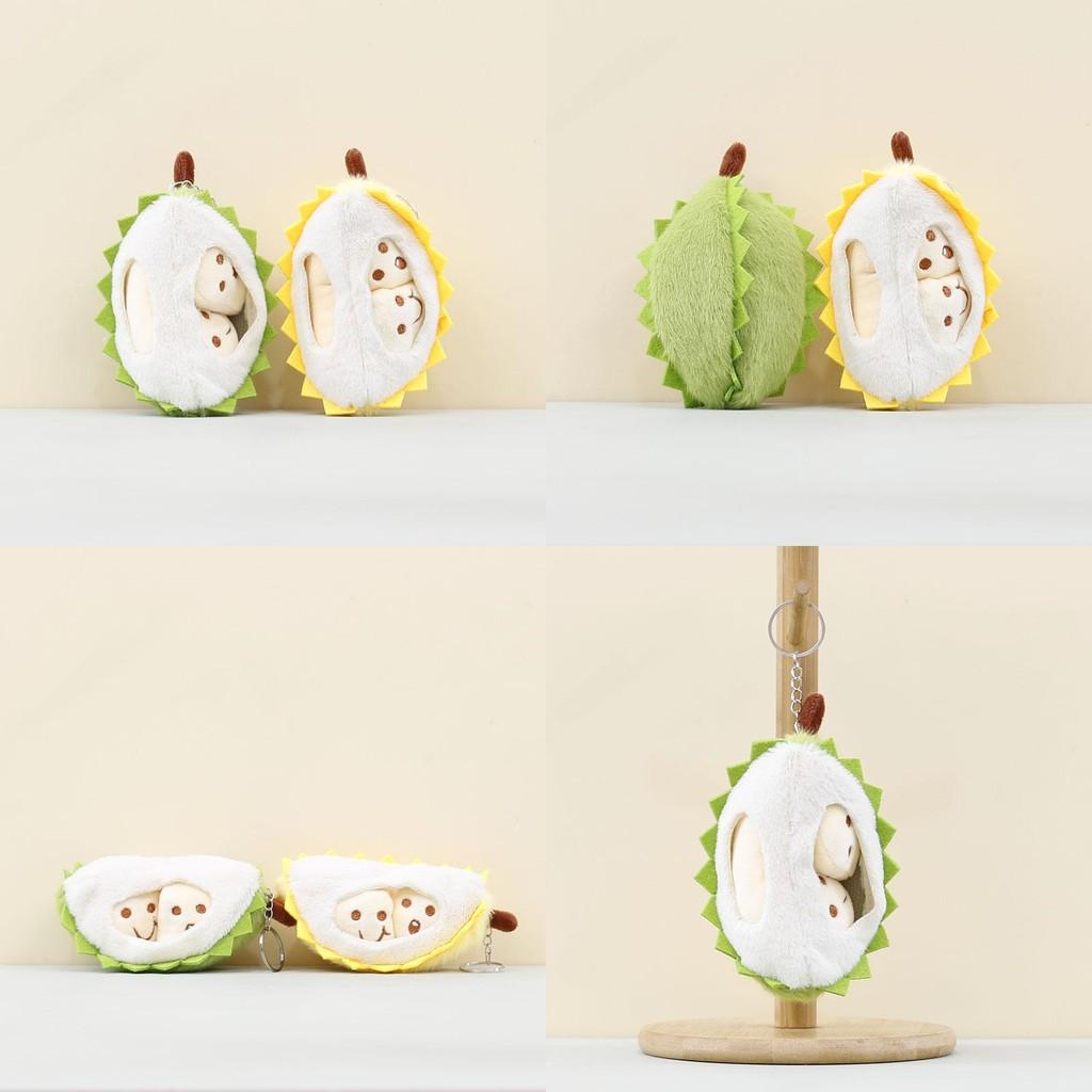 Durian Plush Keychain With Pp Cotton Filling Soft Short Fur For Bag Decor Gift