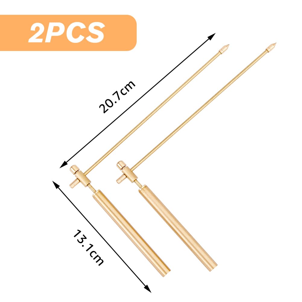 2Pcs Water Dowsing Rods Detachable Brass Spirit Rods Divining Rods with Box for Detect Gold Water Ghost Hunting Locating Lost Items