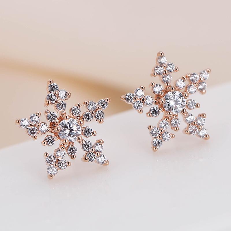 Snowflake Rhinestone Metal Earrings - European American Fashion Statement