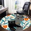 1pc Cat Floral Office Round Area Rug,  Mat Suitable For Office, Under Office Chairs Bedroom Living Room Home Decor, Room Deco