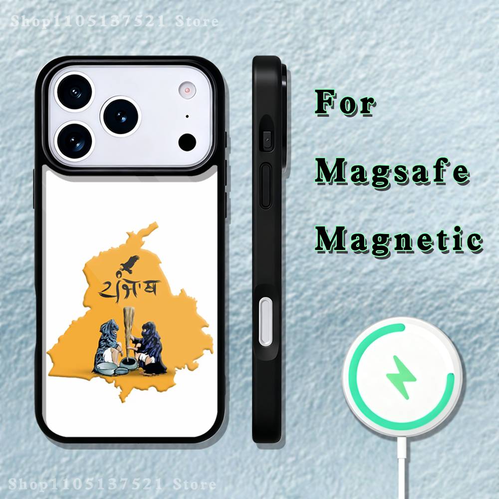 Punjab Map Phone Case For iPhone 17,16,15,14,13,12,11,Pro,Max,Plus,Mini,SE4,E Magnetic Magsafe Wireless Charging