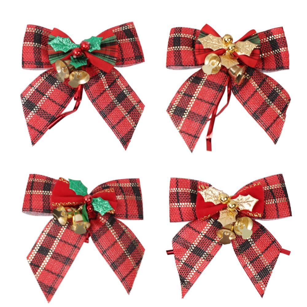 Unique Handmade Christmas Bow Ornament Set With Bells For Captivating Holiday Decor