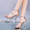 Women's Sandals Rhinestones Sexy Thin Heels Ladies Shoes Summer Sale Asian Size 2025 Trend Luxury New Breathable Fashion Casual