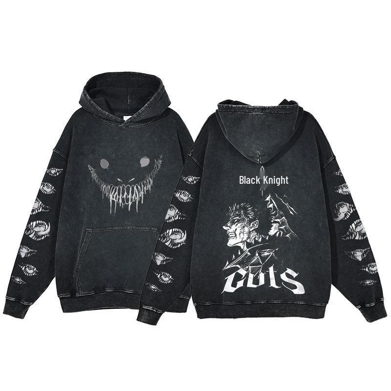 Berserk Anime Harajuku Washed Hoodie for Men