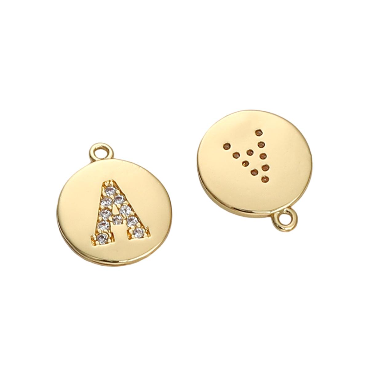 

Медь-цирконий, инкрустированный круглый 26-буквенный кулон для изготовления ювелирных изделий своими руками, аксессуары для рукоделия A
