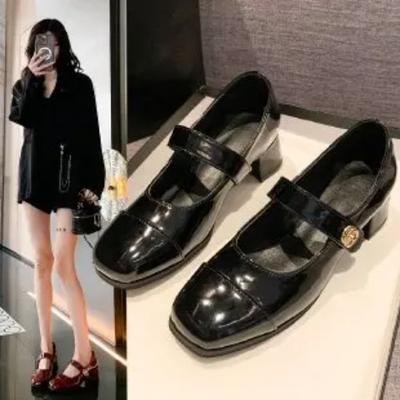 Mary Jane Shoes Women  Spring/summer New Thick Fashion with Everything British Style Shallow Mouth Single Shoes