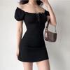 Summer Sexy Mini Dress Women Short Sleeved Lace Up Hollow Casual Backless Folds Bodycon Black Dress Party Elegant A-LINE Dresses