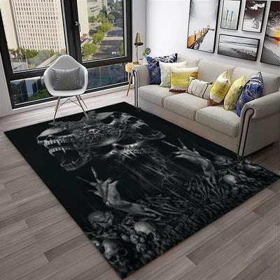 3D Gotik Korku Kafatası Hayalet Karikatür Halı Kilim Ev Oturma Odası Yatak Odası Kanepe Kapı Paspası Dekor, Çocuklar Alan Halısı Kaymaz Zemin Paspası