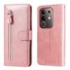 For vivo Y29 4G PU Leather Cases with Zipper Pocket Wallet Phone Cover Stand