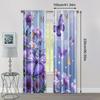 2pc,  Window Curtains butterfly pattern Versatile Polyester,Without Electricity Versatile Use for College dormitory decoration