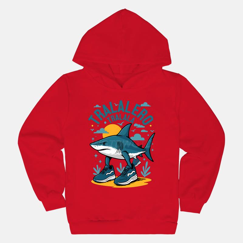 Autumn 3D Funny Shark Pattern Printed Hoodies Fashionable Casual Sports Long Sleeved Children's Boy Hooded Sweatshirts