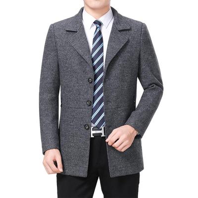 Men Wool Coat Autumn Woolen Coat Slim Fit Winter Warm Wool Blend Jacket Turn-down Collar Korean Style