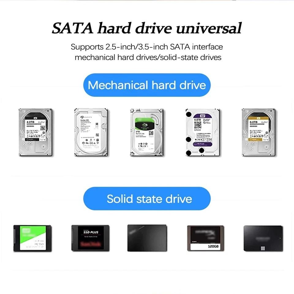 2.5/3.5 Inch HDD Case USB 3.0 To SATA External Hard Drive Support 12TB Hard Drive Enclosure 5Gbps High Speed Adapter for PC Lapop