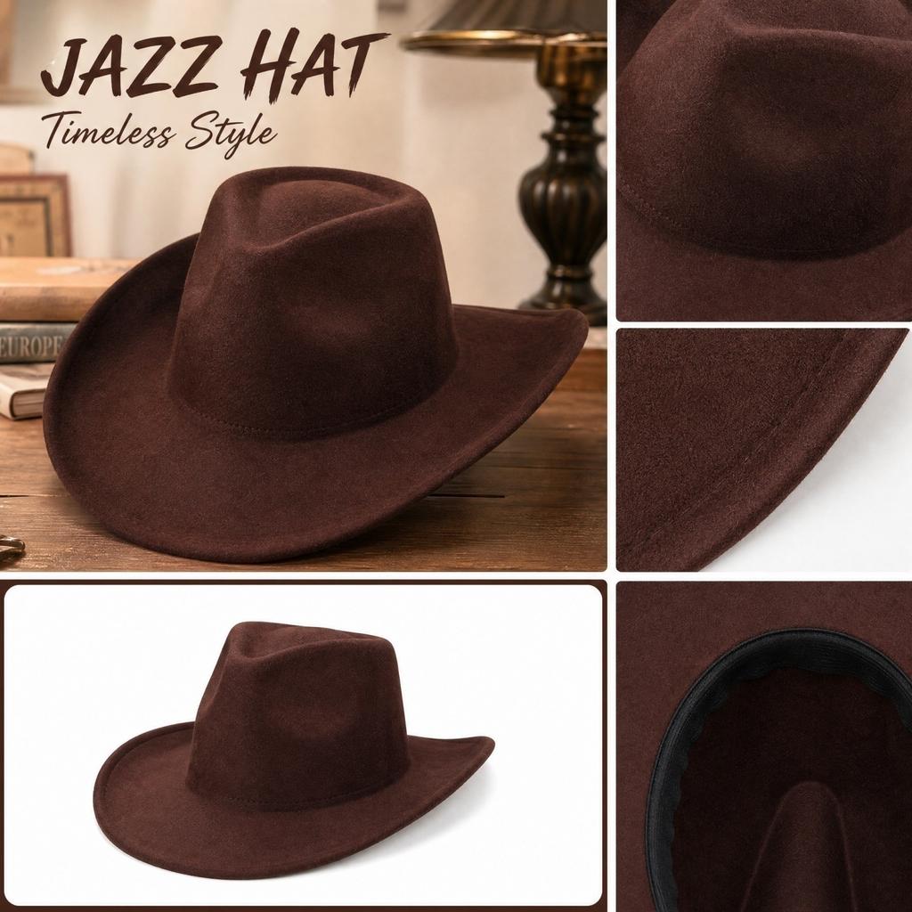 Sombrero Fedora Ancho de Color Liso para Hombres y Mujeres
