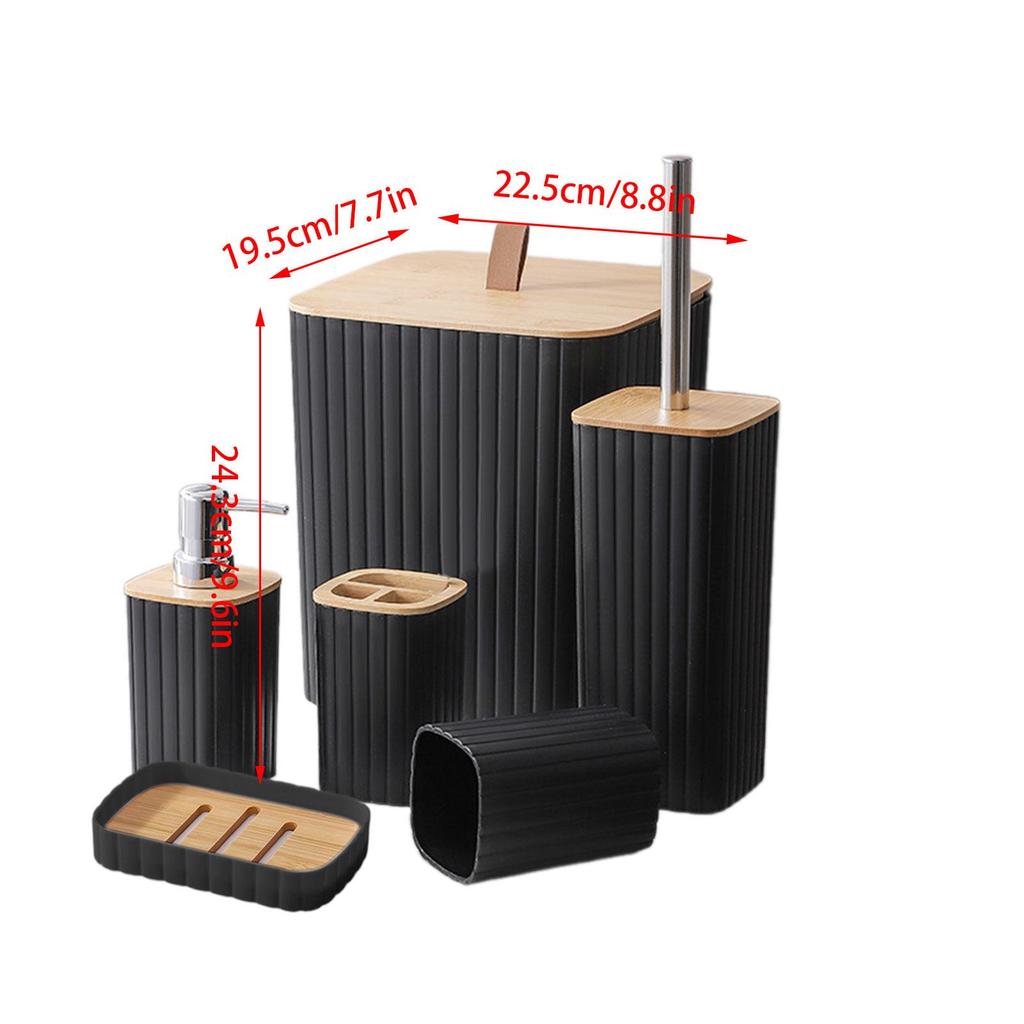 6 Pieces Bathroom Accessory Set Toilet Brush Decorative Sturdy Modern Toothbrush Holder Lotion