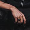 Vnox 12.5mm Signet Ring for Men, Black Square Top Stainless Steel Finger Band, Gothic Punk Rock Boy Stamp Rings