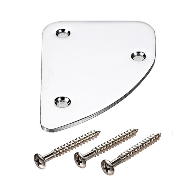 Curved Neck Reinforcement Plate Metal Texture Suitable for Electric Guitars Bass with Mounting Hardware Included