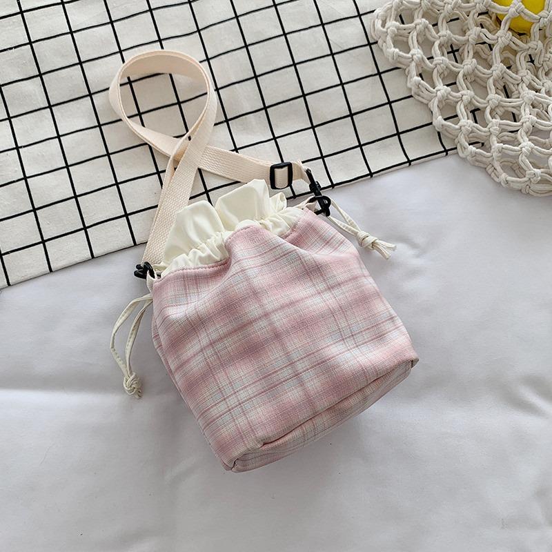 Cute little bag female, new trendy cartoon bucket bag literary student canvas bag shoulder messenger bag