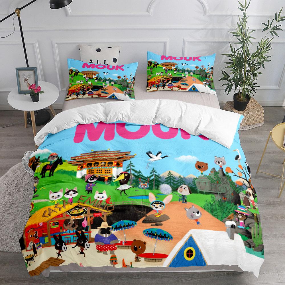 Travel Around World Mouk Duvet Cover Set King Queen Double Twin Single Bed Linen Set