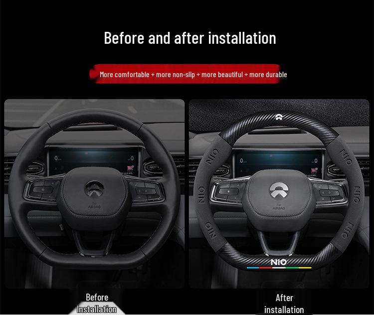 Nio EC6/ES6/ES8/ET7 Carbon Fiber Steering Wheel Handle Cover - All-Season Universal Fit