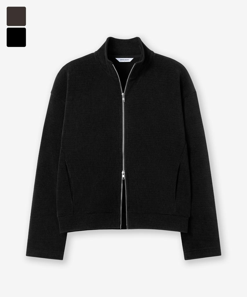 Brenson Corduroy Knit Crop High-Neck Full-Zip ( 2 Colors )