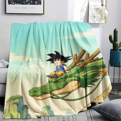 Goku Cartoon Printed Flannel Blanket, Soft Throw for Bedroom Sofa, Washable, Fan Merchandise, Great Gift.