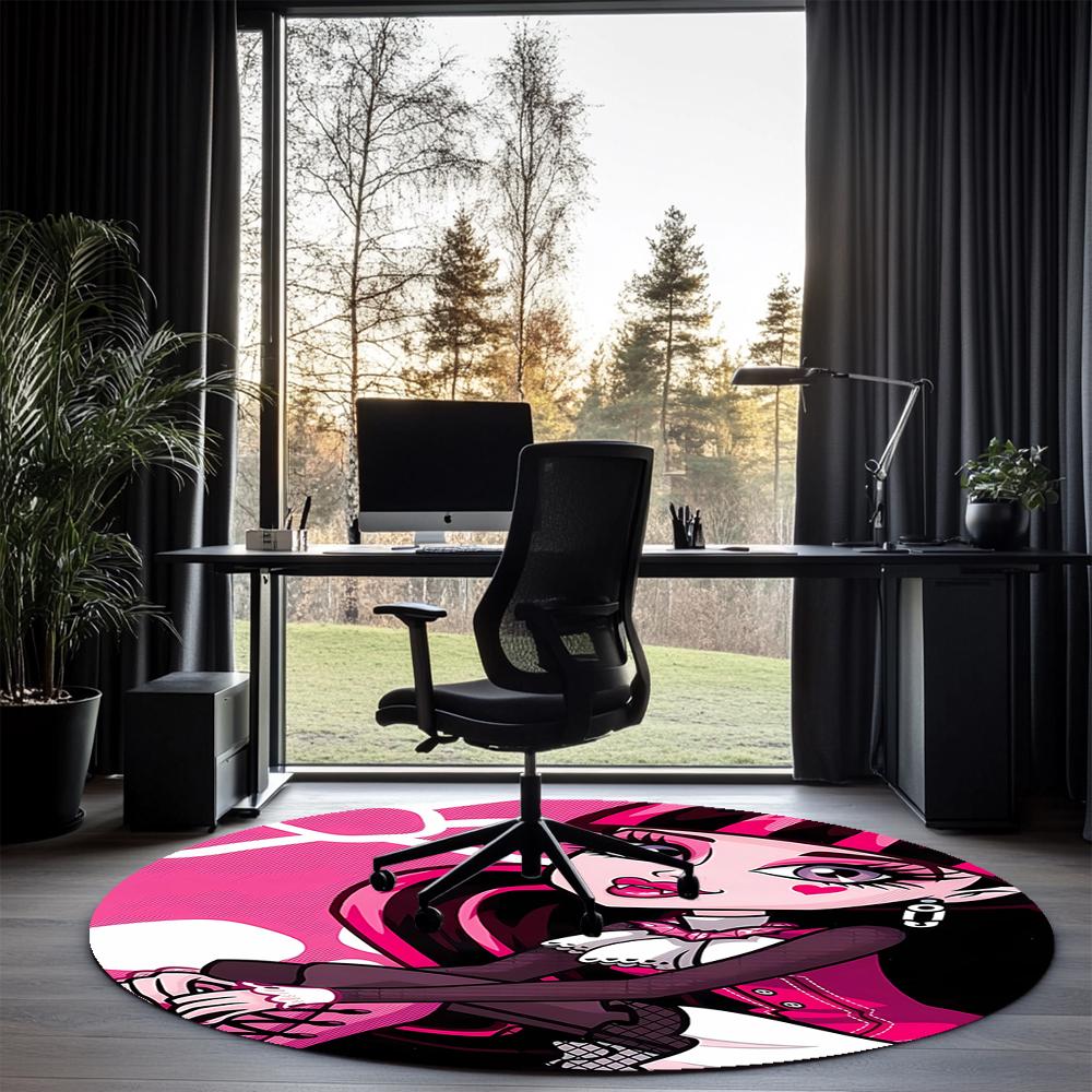 Monster High Printed Round Rug Carpet Chair Rug Area Rug Entryway Doormats,for Office Chair Living Room Bedroom Kitchen Room.