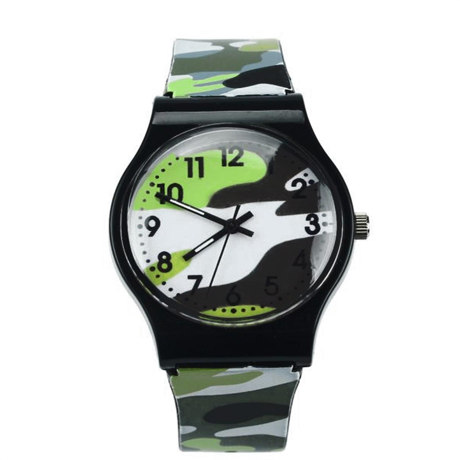 

Камуфляж Дети Часы Кварцевые наручные часы для девочек Мальчик YE жёлтый