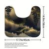 4-teiliges Duschvorhang-Set „Berg im Nebel“ mit rutschfester Badematte, Toilettendeckelbezug, Kontur-Teppich & 12 Haken, Badezimmer-Dekoration