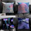 Jellyfish Fashion Cushion Cover Natural Linen Organic Fabric DoubleSided Printing Sofa Home Decor Gift Pillow Case