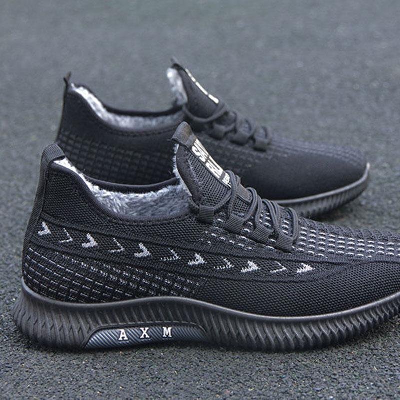 Baumwollschuhe Herren Plüsch Verdickt Warm Herren Rutschfest Weiche Sohlen Leicht Herbst und Winter Sportliche Freizeitschuhe Winter