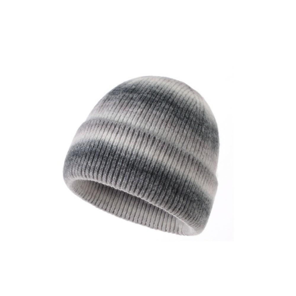 Gradient Color Knitted Beanie Hat Windproof Pullover Hat Trendy Warm Winter Cap Autumn Winter