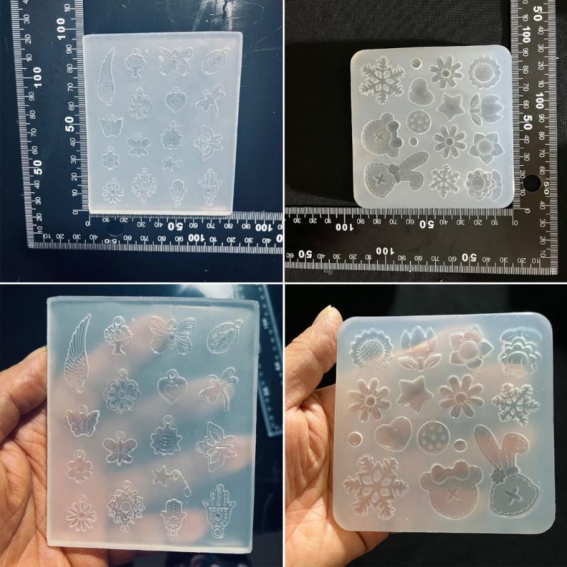 Flower Heart Charm Silicone Mold for DIY Necklace Jewelry Making Keychain Ornaments Handmade Butterfly Pendant Resin