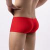 Men Boxers Zipper Closure Low Waist Elastic Solid Color U Convex Soft Breathable